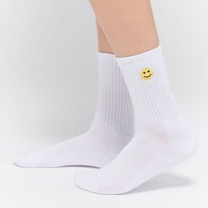 Urban Outfitters icon smiley face crew sock, OS.
